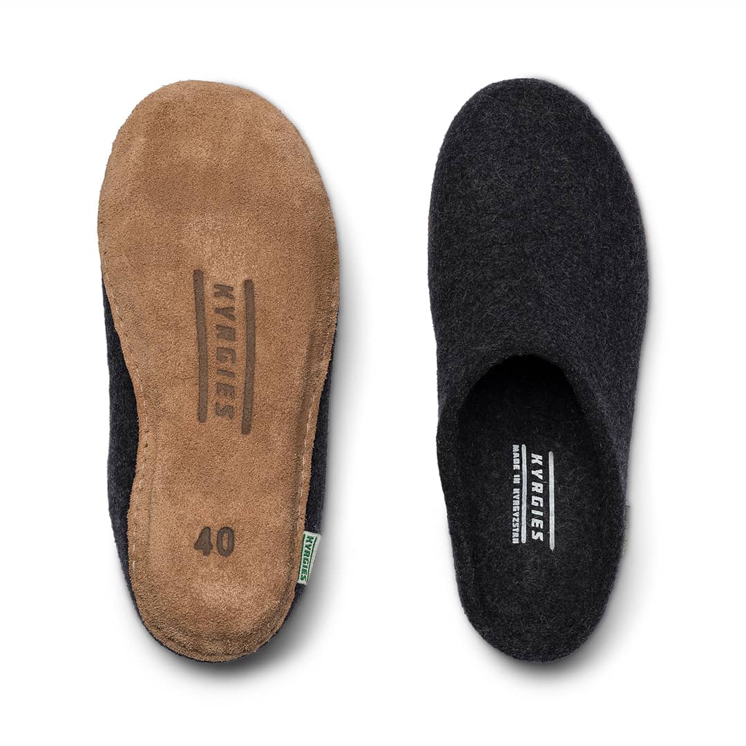 Kyrgies Molded Sole Wool Slippers, Low Back