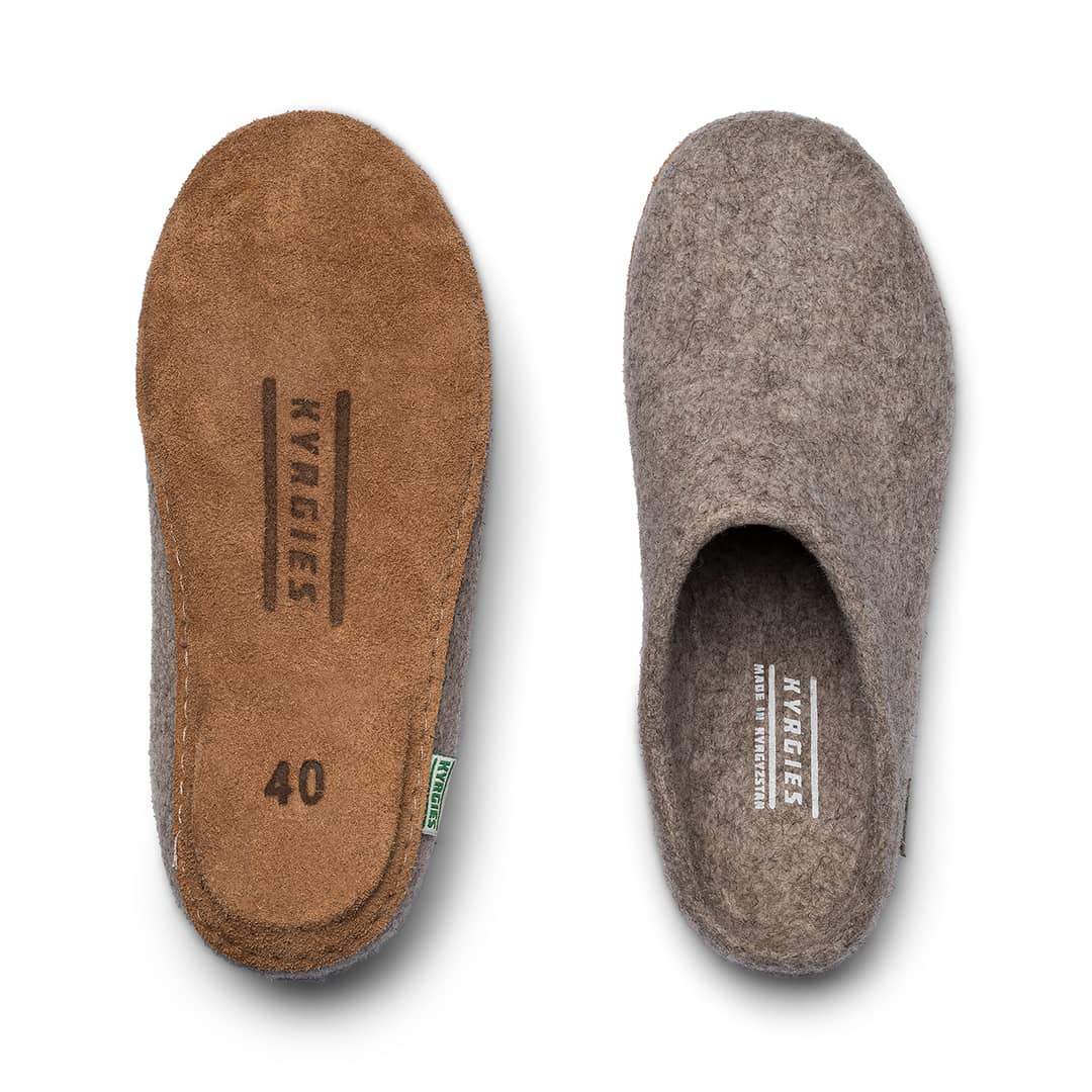 Kyrgies Molded Sole Wool Slippers, Low Back